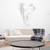 Muursticker Olifant -  Lichtgrijs -  60 x 82 cm  -  slaapkamer  woonkamer  dieren - Muursticker4Sale