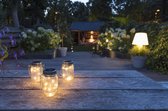 Pot met LED Lampjes | Solar Tafellamp | Set van 3 | Warm Wit | Zonne-energie | Draadloos | 7.8 x 7.8 x 13 cm