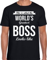 Worlds greatest boss cadeau t-shirt zwart voor heren S