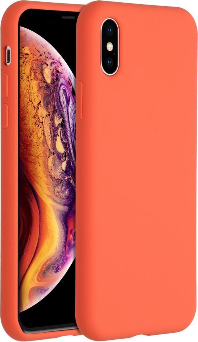 Accezz Hoesje Geschikt voor iPhone Xs / X Hoesje Siliconen - Accezz Liquid Silicone Backcover - oranje