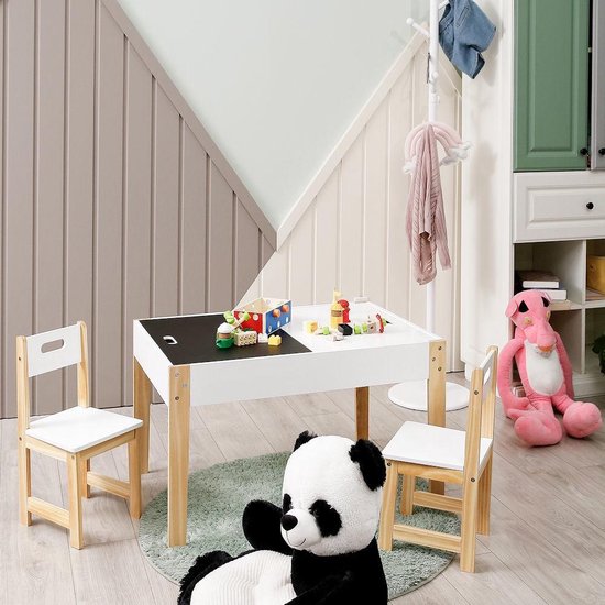 Decopatent® Kindertafel met stoeltjes van hout 1 tafel en 2