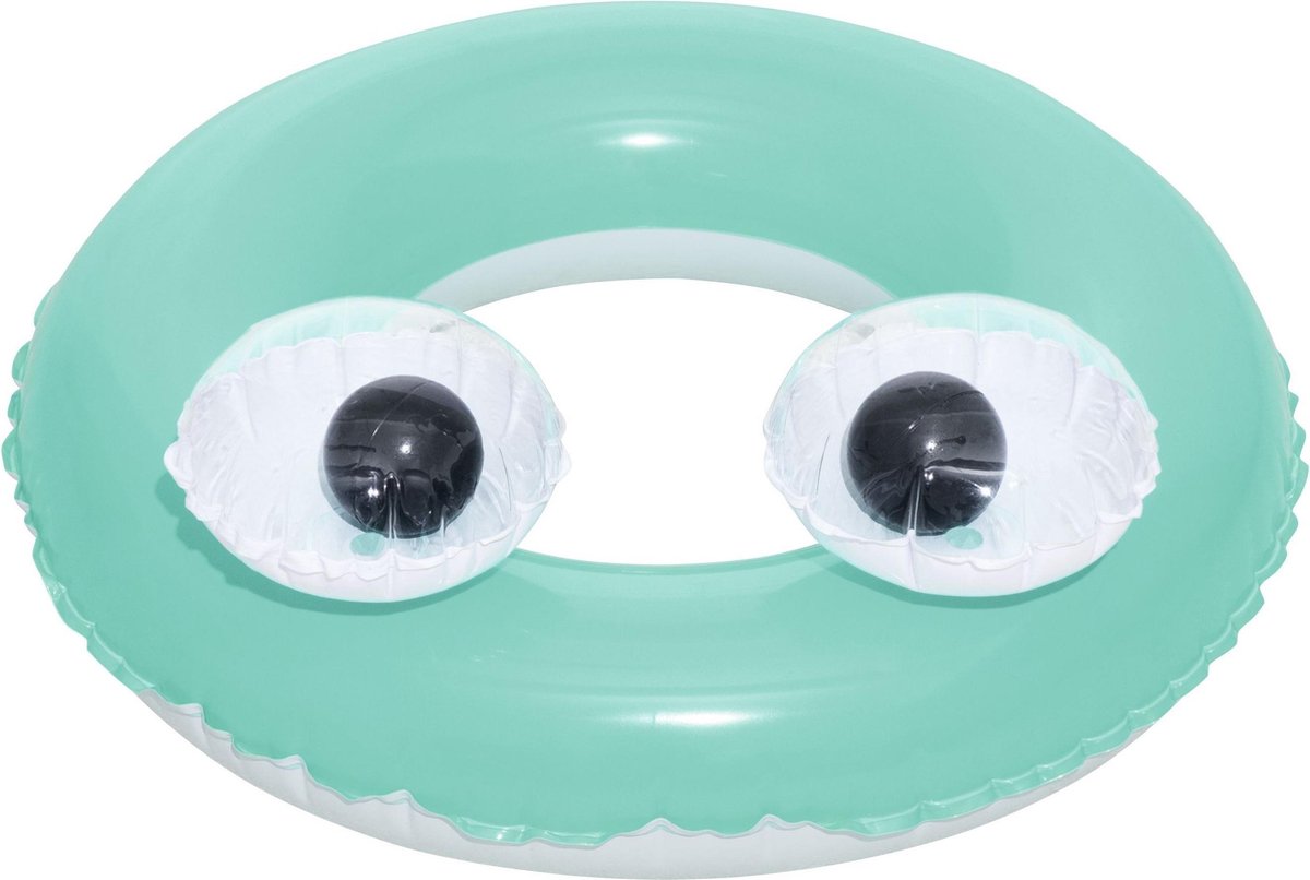 Opblaasbare groene zwemband met ogen 61 cm voor kinderen - Zwembenodigdheden - Zwemringen - Veilig zwemmen - Groene 3D zwembanden met ogen