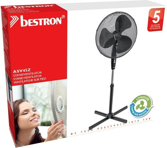 BESTRON ASV45Z - Statiefventilator - Zwart