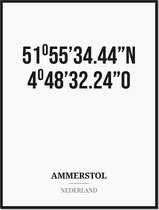 Poster/kaart AMMERSTOL met coördinaten