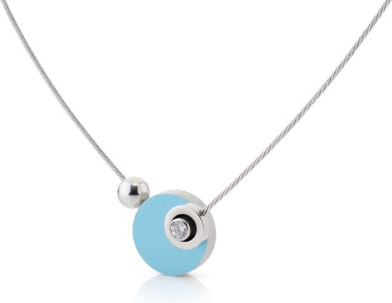 CLIC JEWELLERY STERLING SILVER WITH ALUMINIUM NECKLACE BLUE/GREEN CS005B