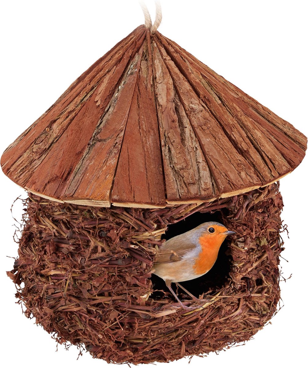Bol Com Relaxdays Vogelhuisje Vogelnest Nestbuidel Stro Om Op Te Hangen Decoratie Tuin