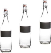 4x stuks water/Weck/Sap flessen met krijtvakje van 970 ml - Met beugeldop voor al uw sapjes