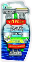 12x Wilkinson Men Wegwerpscheermesjes Quattro Titanium Sensitive 4 stuks