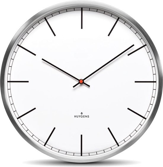 Huygens - One Index 25 cm - Acier inoxydable - Horloge murale - Silencieux - Mouvement Quartz