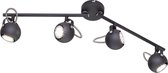 LED Plafondspot - Trion Bosty - GU10 Fitting - 4-lichts - Rond - Mat Zwart - Aluminium - BSE