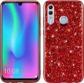 Glittery poeder schokbestendig TPU-hoesje voor Huawei Honor 10 Lite (rood)