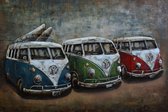 3D art Metaalschilderij Volkswagen busje - schilderij - Blauwe SAMBA Bus - Volkswagen T1 - oldtimer - 120x80 cm