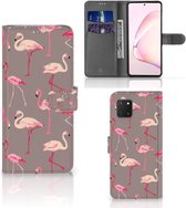 Hoesje met naam Geschikt voor Samsung Note 10 Lite Wallet Case Flamingo