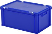 Stapelbak met deksel - Opbergbox -  600x400xH295mm - blauw