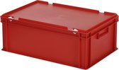 Stapelbak met deksel - Opbergbox - 600x400xH235mm - rood
