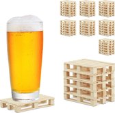 Relaxdays 48 x onderzetters pallets - voor glazen - glasonderzetters – hout – drankjes
