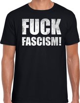 Fuck fascism protest t-shirt zwart voor heren 2XL