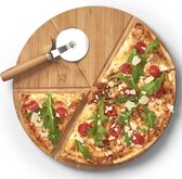2x Houten pizza snijplanken/borden met pizzasnijder 32 cm - Zeller - Keukenbenodigdheden - Kookbenodigdheden - Pizzaborden - Pizzasnijplanken - Snijplanken voor pizza