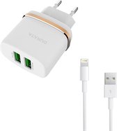 Durata AC521 2.4A Dual 2 USB poort adapter oplader met Lightning kabel voor iPhone 11 / Pro / Max / X / Xs/ XR / MAX / 8 / 8 Plus / SE / 2020 / 5S / 5 / 5C / 6S / 6 Plus / 7 / 7 Plus