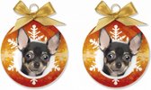 2x stuks dieren kerstballen Chihuahua hondje 8 cm - Huisdieren kerstballen - Chihuhua hondjes