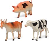 3x Plastic boerderij dieren speelgoed figuren 17 cm voor kinderen - Speelgoeddieren - Speelgoedfiguren - Dieren speelset boerderijdieren