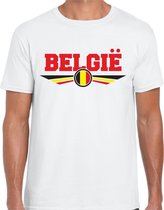 Belgie landen t-shirt met Belgische vlag - wit - heren - landen shirt / kleding - EK / WK / Olympische spelen outfit XL
