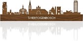 Skyline 's-Hertogenbosch Notenhout  - 100 cm - Woondecoratie design - Wanddecoratie met LED verlichting