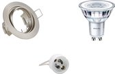LED Spot Set - GU10 Fitting - Inbouw Rond - Mat Nikkel - Kantelbaar Ø83mm - Philips - CorePro 840 36D - 4.6W - Natuurlijk Wit 4000K