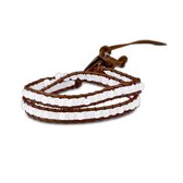 Silventi 710401462 Leren Wikkelarmband met Kralen - Leer - Kralen - Knoopsluiting