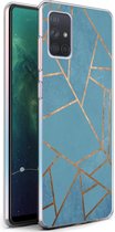 iMoshion Hoesje Siliconen Geschikt voor Samsung Galaxy A71 - iMoshion Design hoesje - Blauw / Meerkleurig / Goud / Blue Graphic