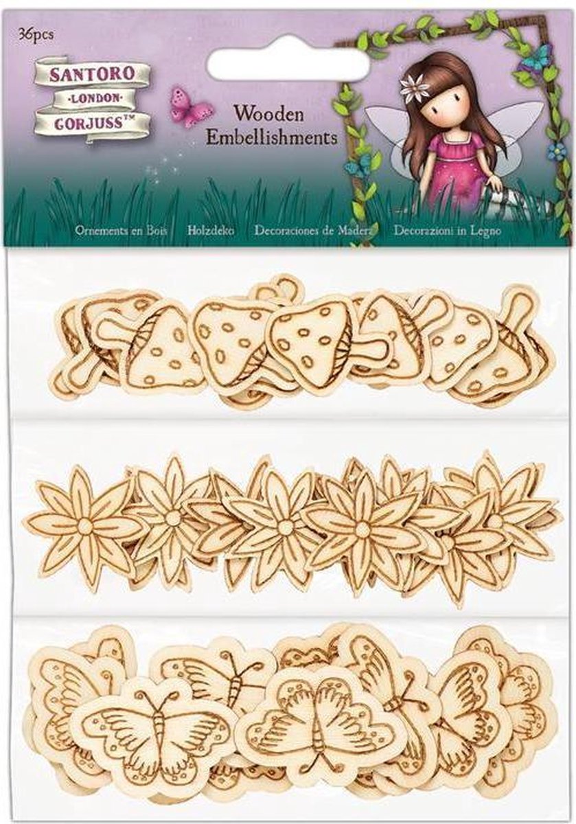 Wooden Embellishments (36 pcs)- Santoro - Faerie Folk