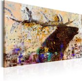 Schilderijen Op Canvas - Schilderij - Golden Stag 90x60 - Artgeist Schilderij