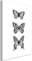 Schilderijen Op Canvas - Schilderij - Three Butterflies (1 Part) Vertical 80x120 - Artgeist Schilderij