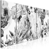 Schilderijen Op Canvas - Schilderij - Rose Composition (5 Parts) Narrow Black and White 225x90 - Artgeist Schilderij