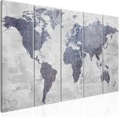 Schilderijen Op Canvas - Schilderij - Concrete World Map (5 Parts) Narrow 225x90 - Artgeist Schilderij
