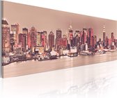 Schilderijen Op Canvas - Schilderij - New York - City of Light 135x45 - Artgeist Schilderij