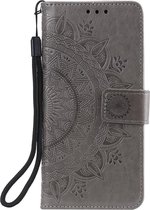 Shop4 - Samsung Galaxy S10 Lite Hoesje - Wallet Case Mandala Patroon Grijs