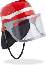 Relaxdays brandweerhelm kind - brandweermannenhelm - helm brandweer - kinderen - rood