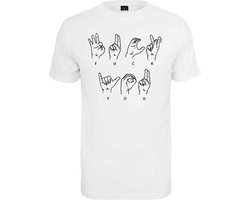 Mister Tee - FU Sign Language Heren T-shirt - M - Wit
