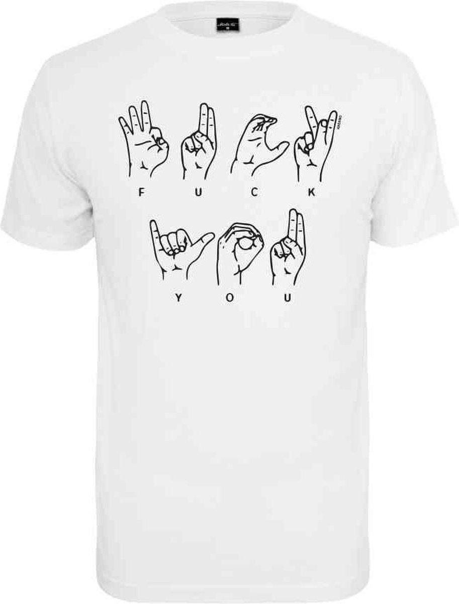 Mister Tee FU Sign Language Heren T-shirt M Wit