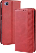 Magnetische gesp Retro textuur Horizontale flip lederen tas voor Xiaomi Redmi Go, met houder & kaartsleuven & portemonnee (rood)
