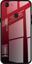 Voor OPPO F5 Gradient Color Glass Case (rood)