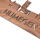 Skyline Nijmegen Notenhout - 100 cm - Woondecoratie design - Wanddecoratie met LED verlichting