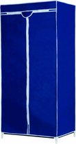 Kledingkast - textiel - opvouwbaar - blauw - rits - 160 x 75 x 50 cm