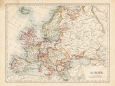 Schilderij - Ouderwetse kaart van Europa,  2 maten, Premium print