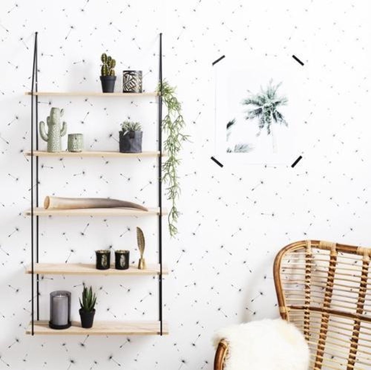 Lifa Living Wandrek - Industrieel - Rechthoek - Ijzer en MDF hout - 4 planken