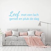 Muursticker Leef Met Een Lach Geniet En Pluk De Dag -  Lichtblauw -  160 x 49 cm  -  woonkamer  slaapkamer  nederlandse teksten  alle - Muursticker4Sale