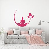 Muursticker Boeddha Met Bloem - Roze - 60 x 50 cm - woonkamer slaapkamer