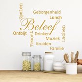 Muursticker Beleef Woorden -  Goud -  140 x 117 cm  -  keuken  nederlandse teksten  alle - Muursticker4Sale