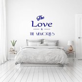 Muursticker The Love & The Memories -  Donkerblauw -  100 x 86 cm  -  slaapkamer  engelse teksten  alle - Muursticker4Sale
